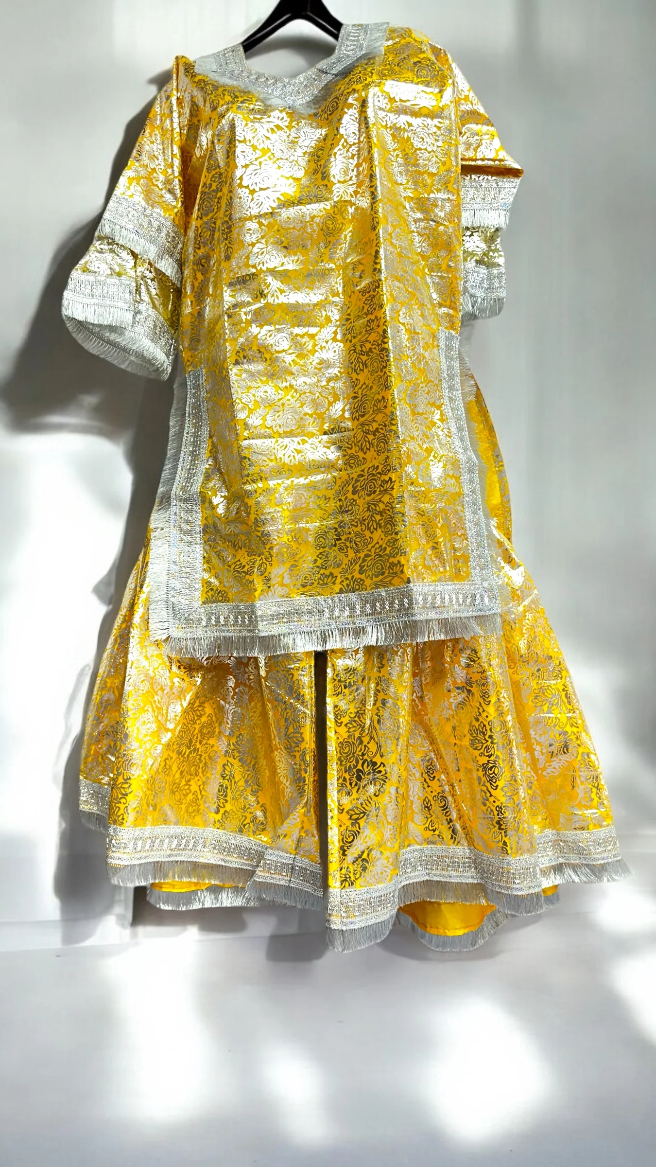 Yellow Net Chhaapa Sharara for haldi